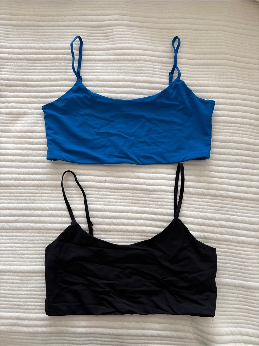 Zara Blue and Black Adjustable Spaghetti-Strap Camisole Tops – 2-Pack